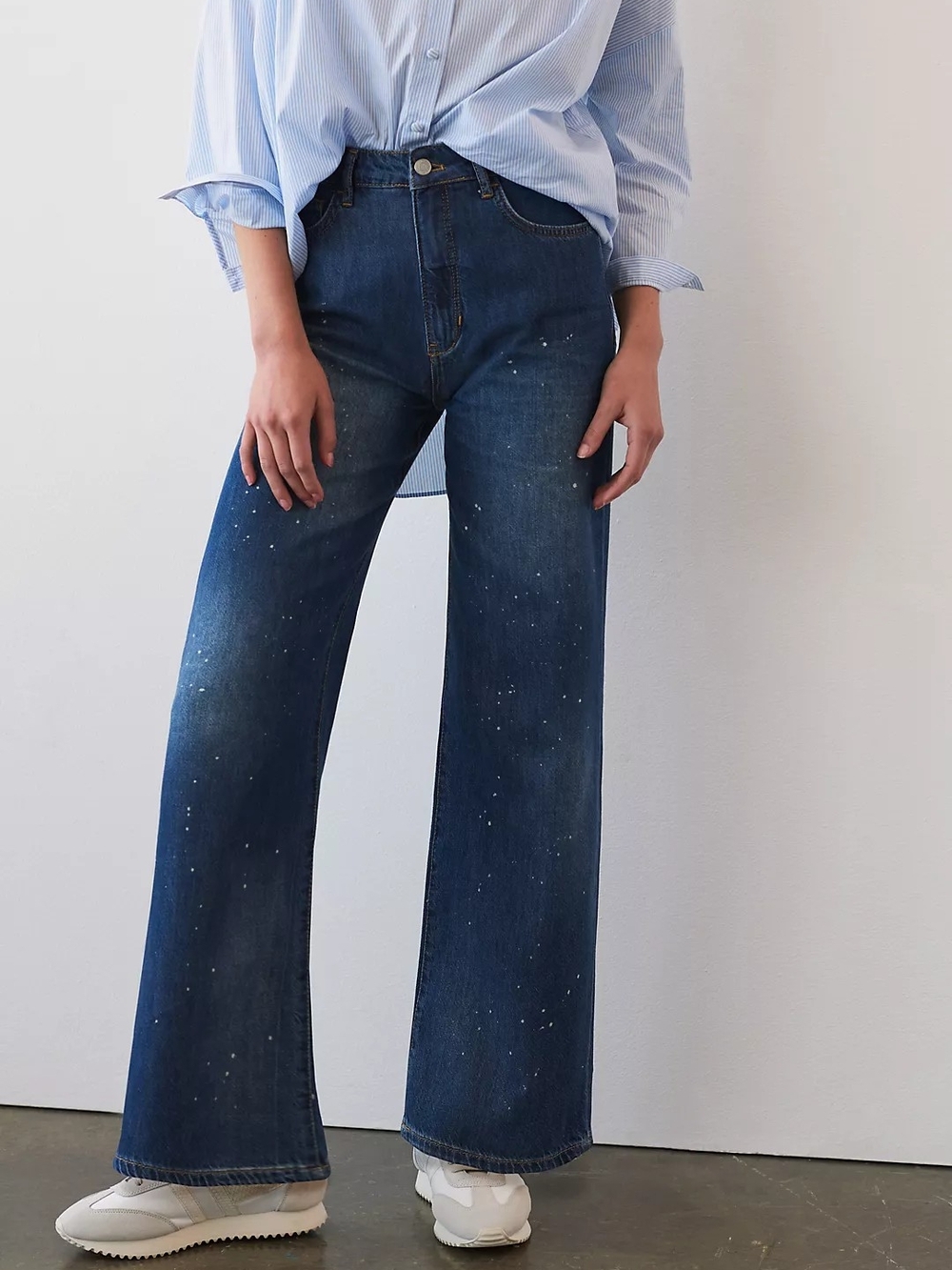 Pilcro "The Annie" Ultra High-Rise Wide-Leg Paint Splatter Jeans